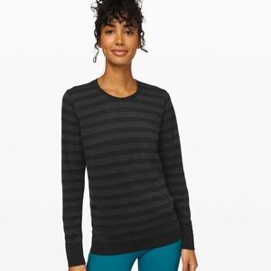 Lululemon Breeze By Long Sleeve *Stripe Black / Deep Coal